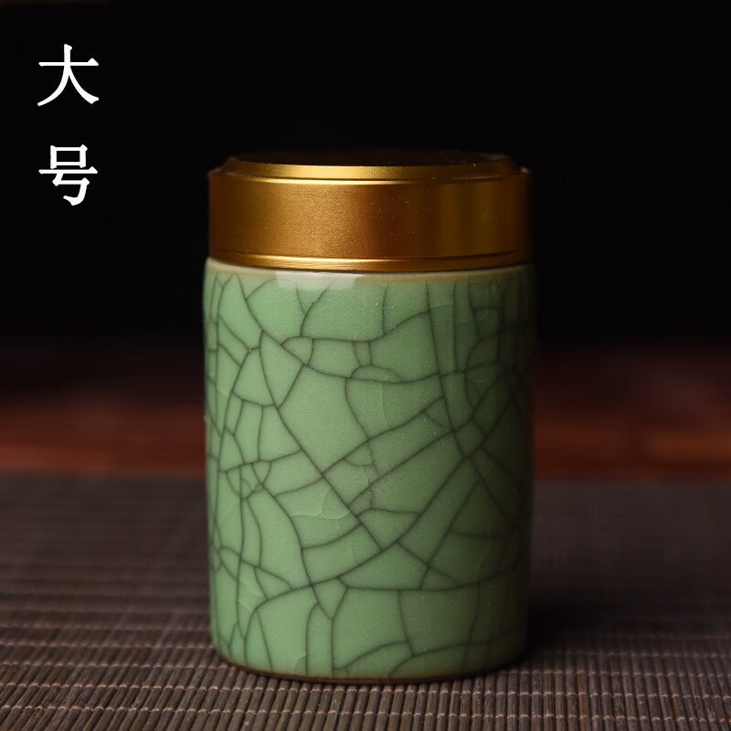 Ceramic Tea Caddy with Metal Lid Travel Tea Can Convenient Small Tea Box Tea Container Storage Tank Tea Organizer Candy Jar acacuss