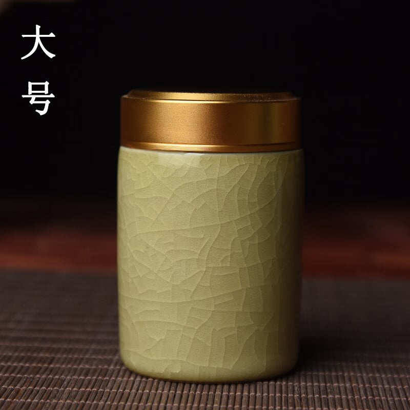 Ceramic Tea Caddy with Metal Lid Travel Tea Can Convenient Small Tea Box Tea Container Storage Tank Tea Organizer Candy Jar acacuss