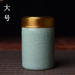 Ceramic Tea Caddy with Metal Lid Travel Tea Can Convenient Small Tea Box Tea Container Storage Tank Tea Organizer Candy Jar acacuss