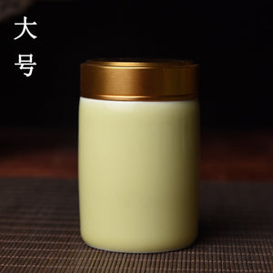 Ceramic Tea Caddy with Metal Lid Travel Tea Can Convenient Small Tea Box Tea Container Storage Tank Tea Organizer Candy Jar acacuss