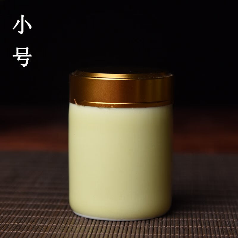 Ceramic Tea Caddy with Metal Lid Travel Tea Can Convenient Small Tea Box Tea Container Storage Tank Tea Organizer Candy Jar acacuss