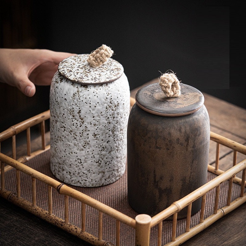 Ceramic Tea & Coffee Container Cans Canister | Retro Stoneware acacuss