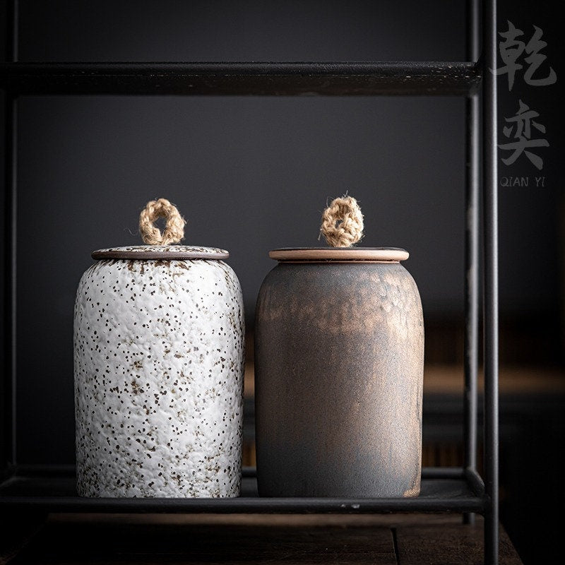 Ceramic Tea & Coffee Container Cans Canister | Retro Stoneware acacuss