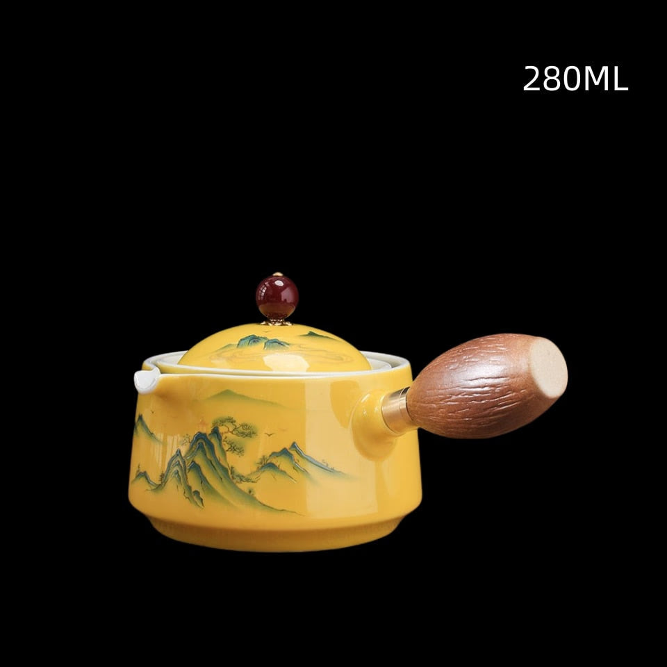 Ceramic Tea Cup for Puer Porcelain Chinese Kungfu Tea Set 360 Rotation Tea Maker and Infuser， Portable Travel tea se acacuss