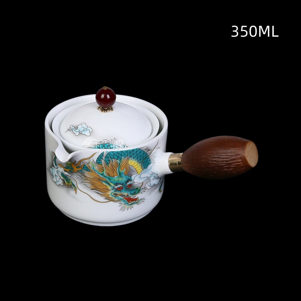 Ceramic Tea Cup for Puer Porcelain Chinese Kungfu Tea Set 360 Rotation Tea Maker and Infuser， Portable Travel tea se acacuss