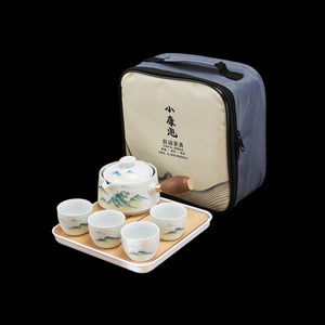 Ceramic Tea Cup for Puer Porcelain Chinese Kungfu Tea Set 360 Rotation Tea Maker and Infuser， Portable Travel tea se acacuss