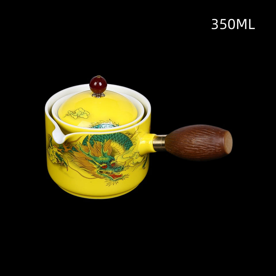 Ceramic Tea Cup for Puer Porcelain Chinese Kungfu Tea Set 360 Rotation Tea Maker and Infuser， Portable Travel tea se acacuss