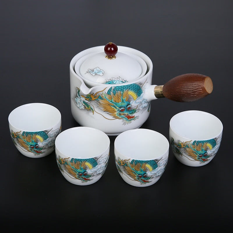 Ceramic Tea Cup for Puer Porcelain Chinese Kungfu Tea Set 360 Rotation Tea Maker and Infuser， Portable Travel tea se acacuss