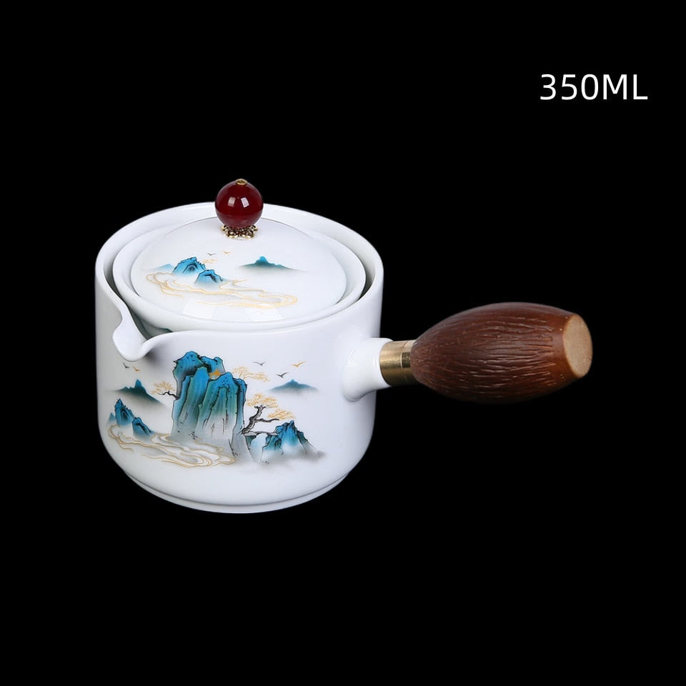 Ceramic Tea Cup for Puer Porcelain Chinese Kungfu Tea Set 360 Rotation Tea Maker and Infuser， Portable Travel tea se acacuss