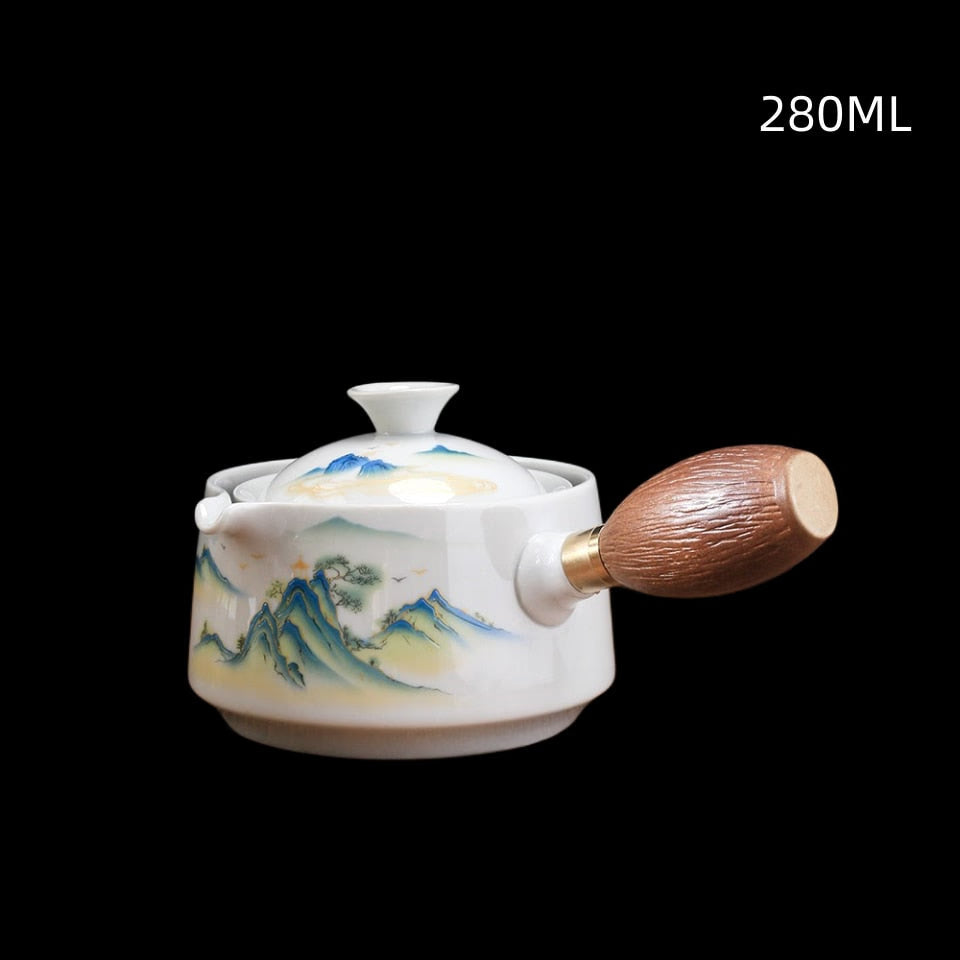 Ceramic Tea Cup for Puer Porcelain Chinese Kungfu Tea Set 360 Rotation Tea Maker and Infuser， Portable Travel tea se acacuss