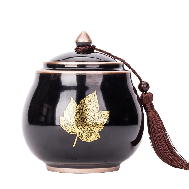 Ceramic Tea Jar Tea Caddy Tea Box Storage Organizer Tea Container Moisture-proof Sealed Tank Storage Tank Candy Jar Storage Box acacuss