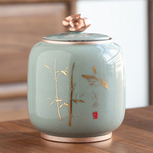 Ceramic Tea Jar Tea Caddy Tea Box Storage Organizer Tea Container Moisture-proof Sealed Tank Storage Tank Candy Jar Storage Box acacuss