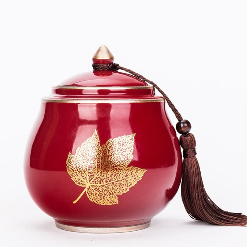 Ceramic Tea Jar Tea Caddy Tea Box Storage Organizer Tea Container Moisture-proof Sealed Tank Storage Tank Candy Jar Storage Box acacuss