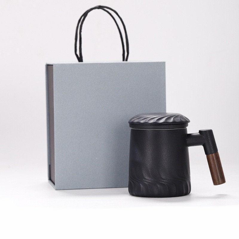 Ceramic Tea Mug Water Separation Filter Cup With Lid acacuss