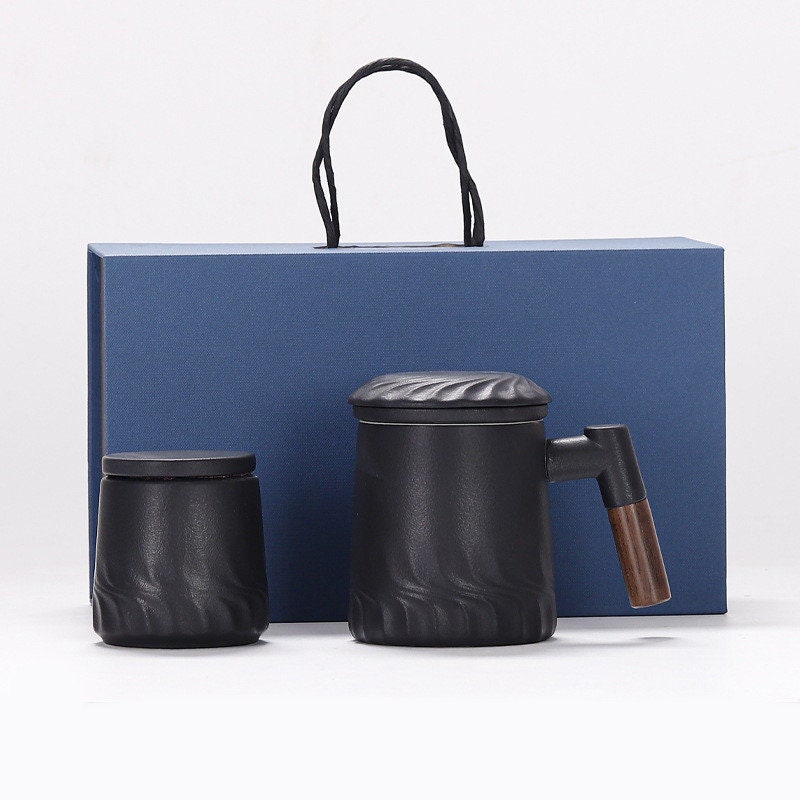 Ceramic Tea Mug Water Separation Filter Cup With Lid acacuss