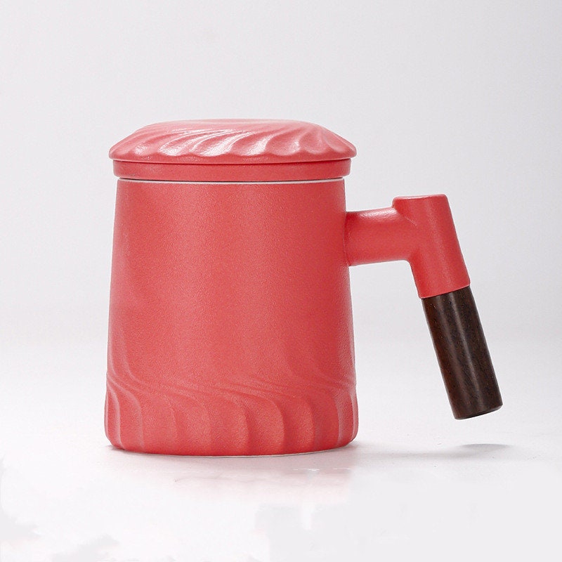 Ceramic Tea Mug Water Separation Filter Cup With Lid acacuss
