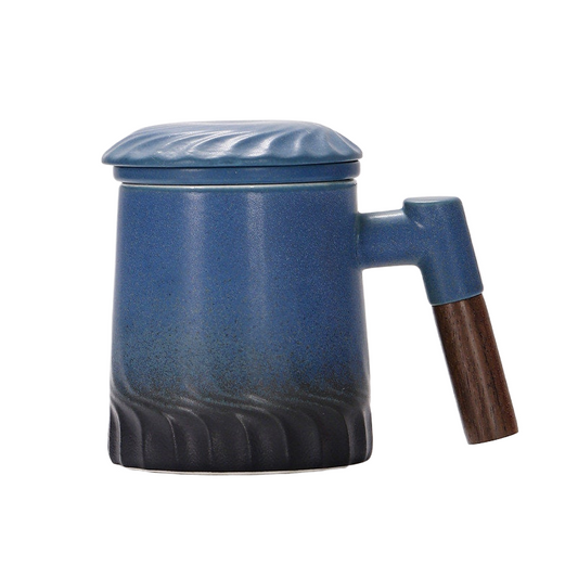 Ceramic Tea Mug Water Separation Filter Cup With Lid acacuss