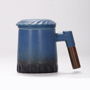 Ceramic Tea Mug Water Separation Filter Cup With Lid acacuss