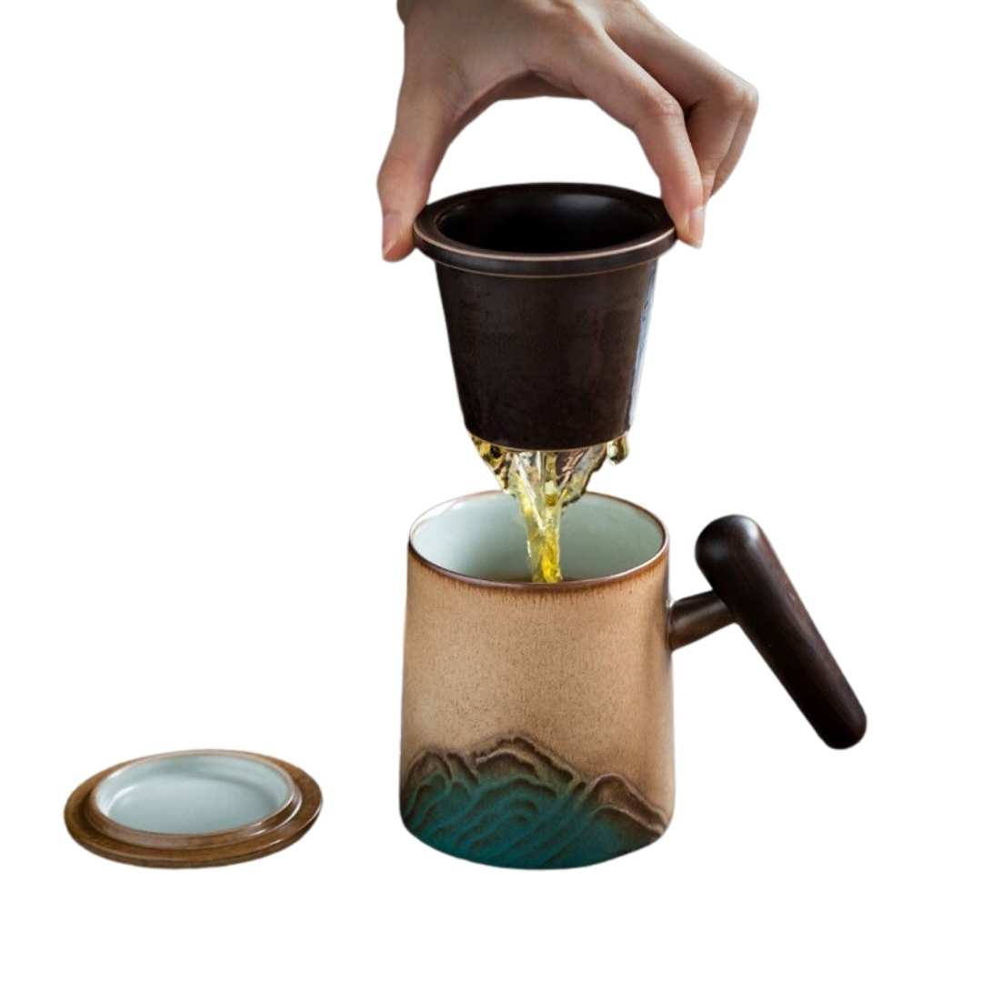 Ceramic Tea Mug With Lid and infuser acacuss