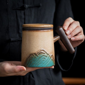 Ceramic Tea Mug With Lid and infuser acacuss