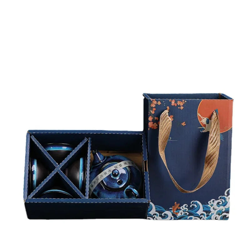 Ceramic Tea Set Chinese Kung Fu Tea Production Accessories One Pot of Four Cups of Best Tea Enthusiasts Holiday Gifts acacuss