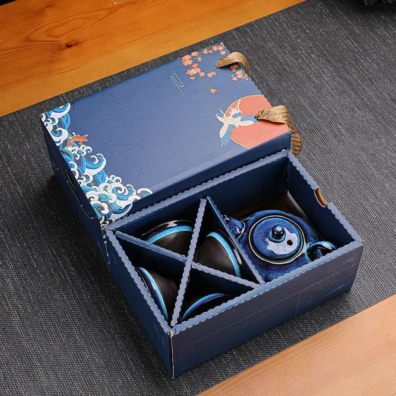 Ceramic Tea Set Chinese Kung Fu Tea Production Accessories One Pot of Four Cups of Best Tea Enthusiasts Holiday Gifts acacuss