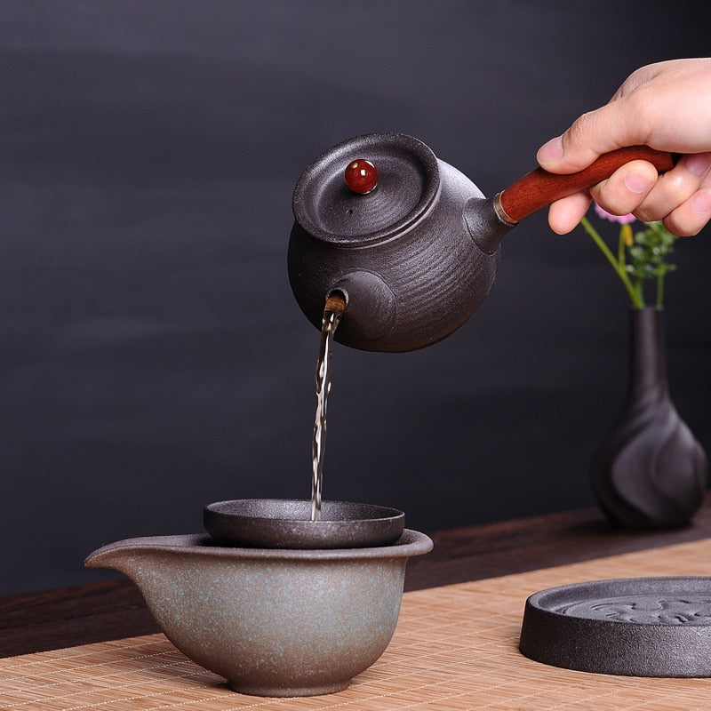 Ceramic Tea Set Side Pots Cup Set Kung Fu Tea Japanese Earthenware Tea Gift Tea Pot Set Tea Set Chinese Teaware Tea Ceremony Set acacuss