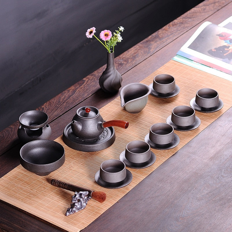 Ceramic Tea Set Side Pots Cup Set Kung Fu Tea Japanese Earthenware Tea Gift Tea Pot Set Tea Set Chinese Teaware Tea Ceremony Set acacuss