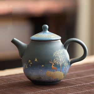 Ceramic Teapot Gold Deer Chinese Tea Pot Ceramic Teapot - Single Pot Household Kung Fu Tea Set acacuss