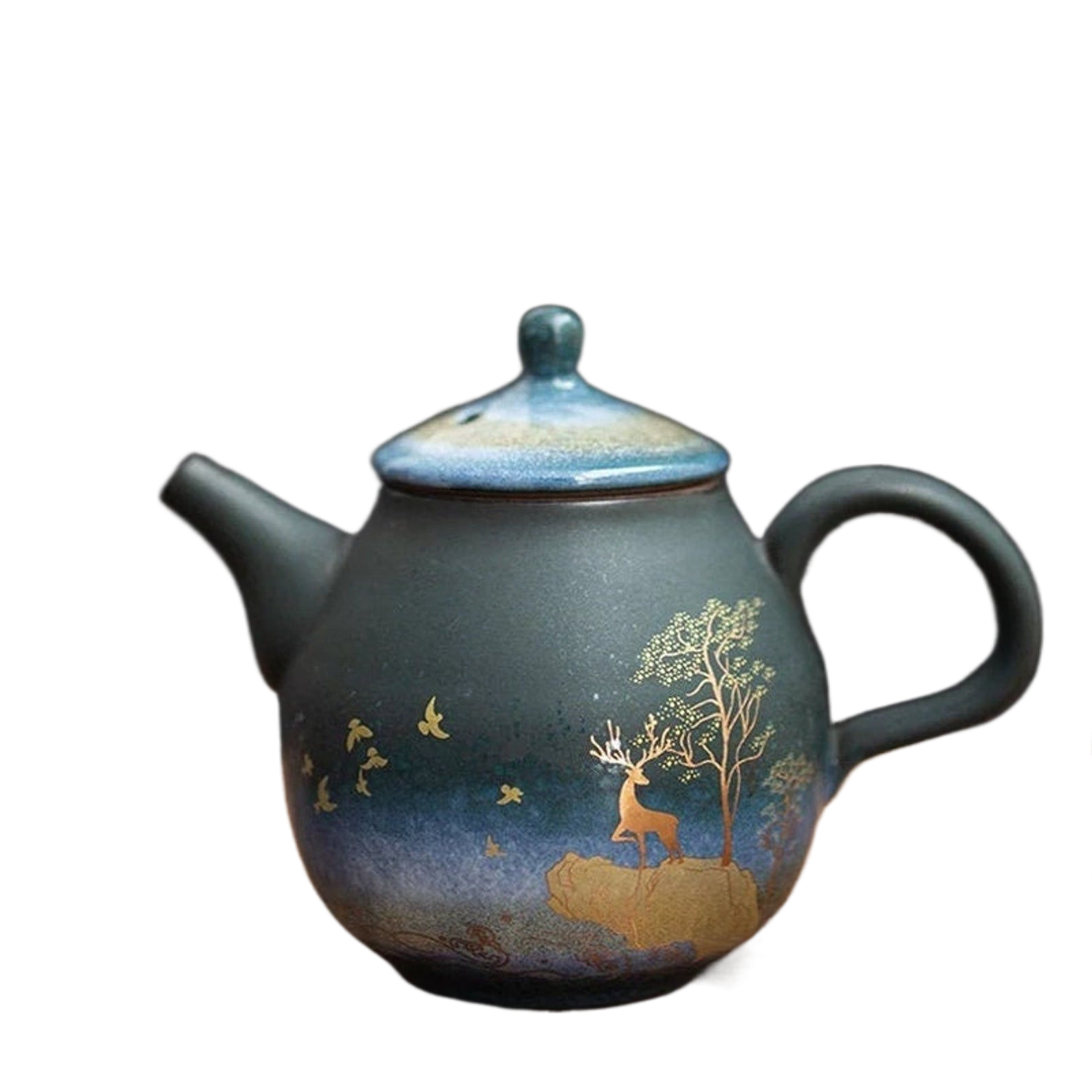 Ceramic Teapot Gold Deer Chinese Tea Pot Ceramic Teapot - Single Pot Household Kung Fu Tea Set acacuss