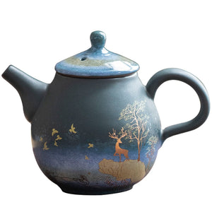 Ceramic Teapot Gold Deer Chinese Tea Pot Ceramic Teapot - Single Pot Household Kung Fu Tea Set acacuss