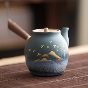 Ceramic Teapot Gold Deer Chinese Tea Pot Ceramic Teapot - Single Pot Household Kung Fu Tea Set acacuss