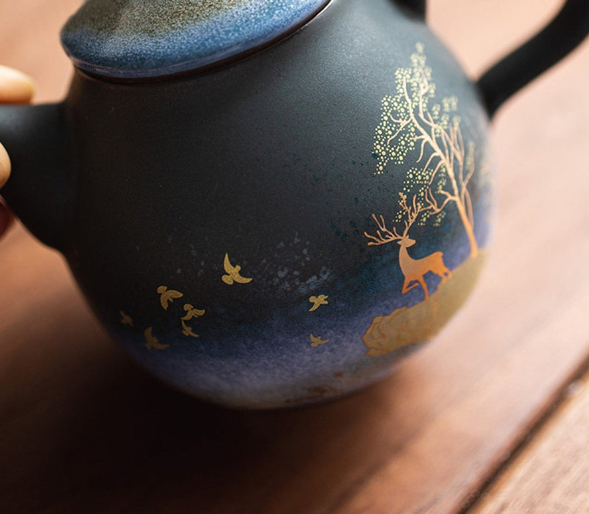 Ceramic Teapot Gold Deer Chinese Tea Pot Ceramic Teapot - Single Pot Household Kung Fu Tea Set acacuss