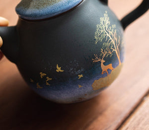 Ceramic Teapot Gold Deer Chinese Tea Pot Ceramic Teapot - Single Pot Household Kung Fu Tea Set acacuss