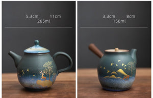 Ceramic Teapot Gold Deer Chinese Tea Pot Ceramic Teapot - Single Pot Household Kung Fu Tea Set acacuss