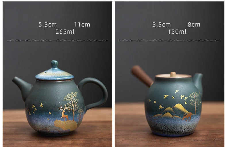 Ceramic Teapot Gold Deer Chinese Tea Pot Ceramic Teapot - Single Pot Household Kung Fu Tea Set acacuss