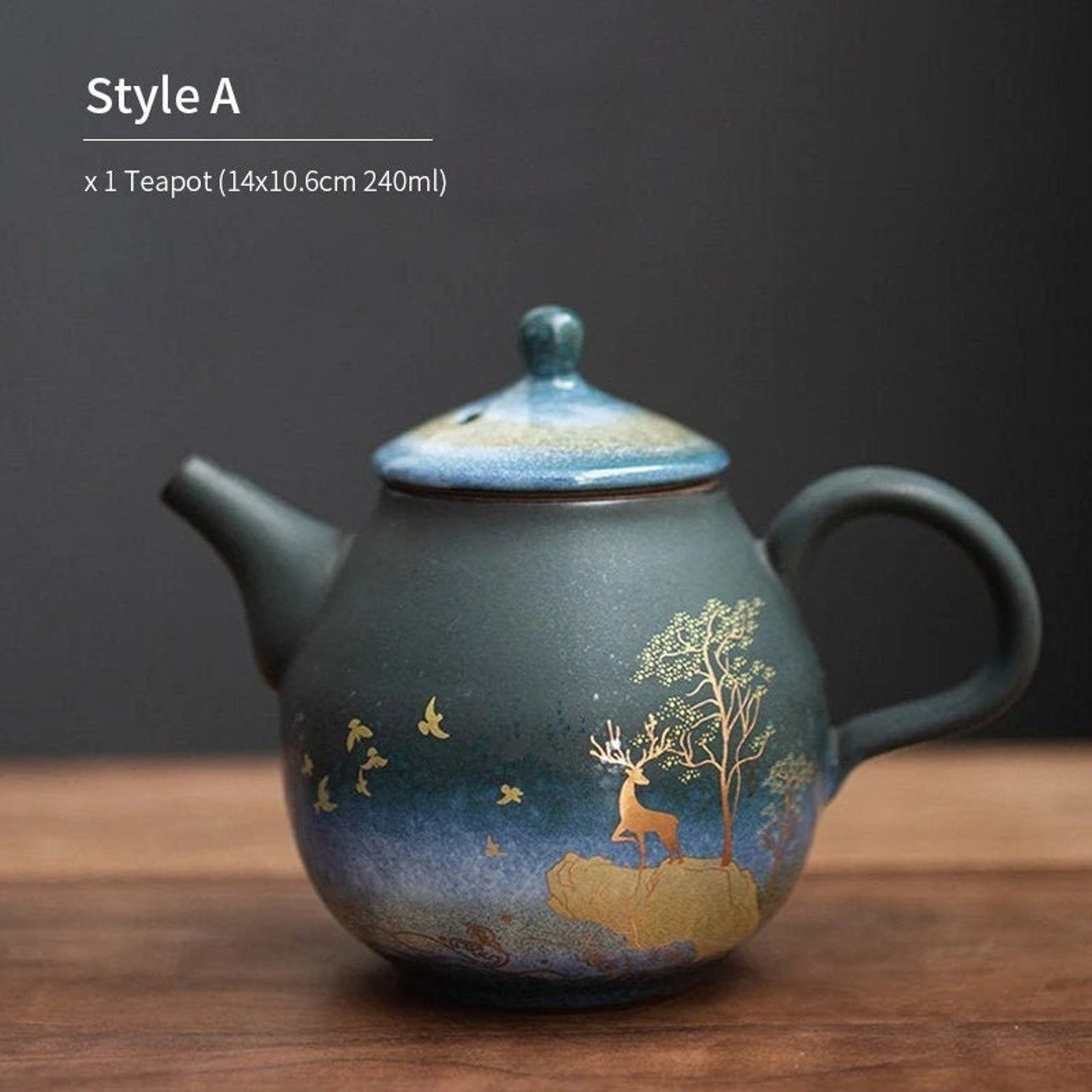 Ceramic Teapot Gold Deer Chinese Tea Pot Ceramic Teapot - Single Pot Household Kung Fu Tea Set acacuss