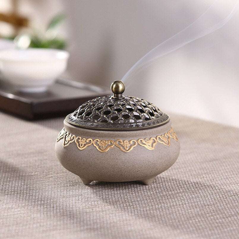 Ceramic Three-legged Incense Burner Sandalwood Agarwood Household Tea Ceremony Indoor Incense Burner for Buddha acacuss