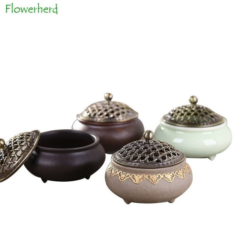 Ceramic Three-legged Incense Burner Sandalwood Agarwood Household Tea Ceremony Indoor Incense Burner for Buddha acacuss