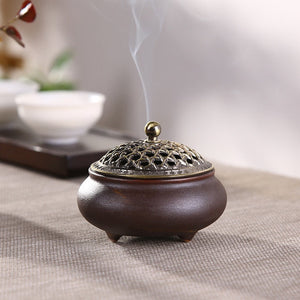 Ceramic Three-legged Incense Burner Sandalwood Agarwood Household Tea Ceremony Indoor Incense Burner for Buddha acacuss