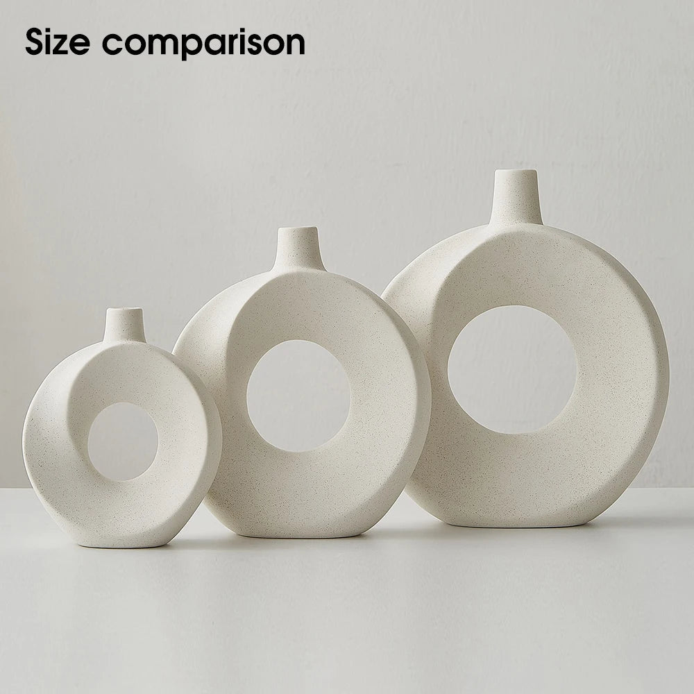Ceramic Vase Nordic Style White Vase Light Luxury Flowerpot Modern Home Office Desktop Ornaments Living Room Decoration Home acacuss
