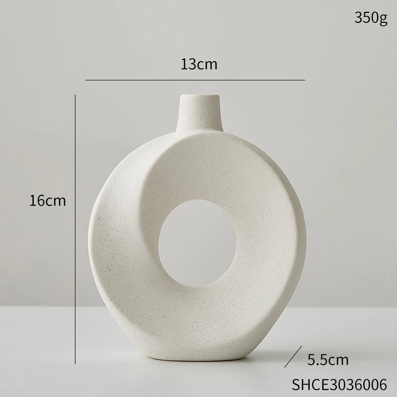 Ceramic Vase Nordic Style White Vase Light Luxury Flowerpot Modern Home Office Desktop Ornaments Living Room Decoration Home acacuss