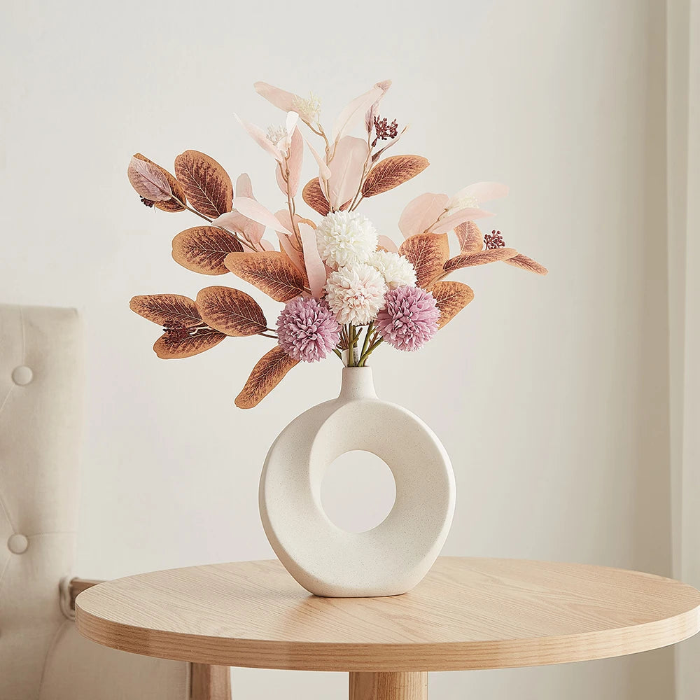 Ceramic Vase Nordic Style White Vase Light Luxury Flowerpot Modern Home Office Desktop Ornaments Living Room Decoration Home acacuss