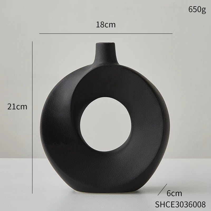 Ceramic Vase Nordic Style White Vase Light Luxury Flowerpot Modern Home Office Desktop Ornaments Living Room Decoration Home acacuss
