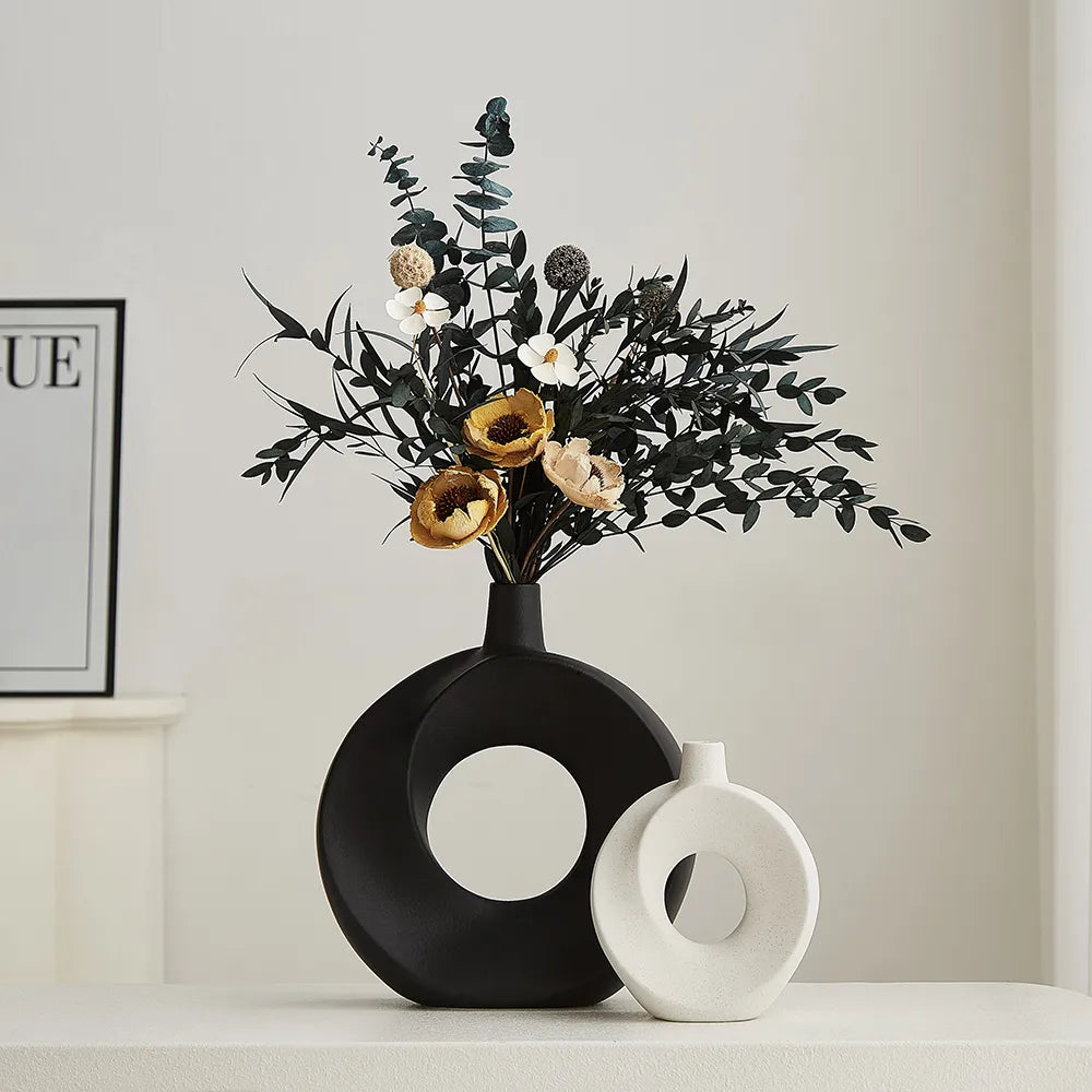 Ceramic Vase Nordic Style White Vase Light Luxury Flowerpot Modern Home Office Desktop Ornaments Living Room Decoration Home acacuss