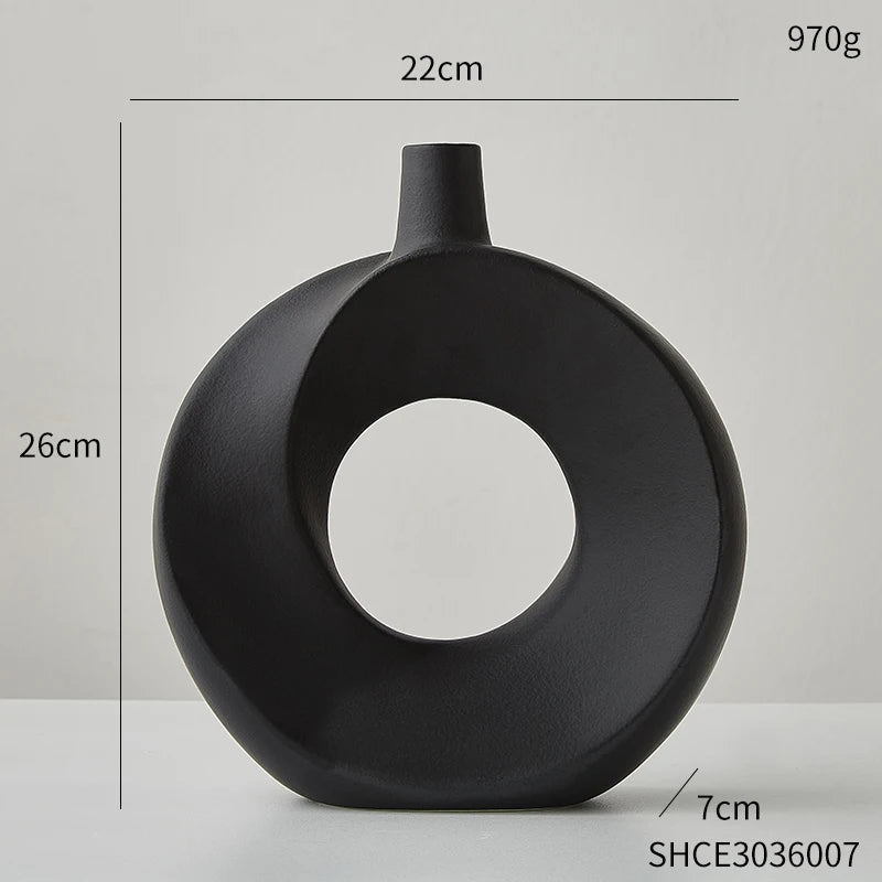 Ceramic Vase Nordic Style White Vase Light Luxury Flowerpot Modern Home Office Desktop Ornaments Living Room Decoration Home acacuss