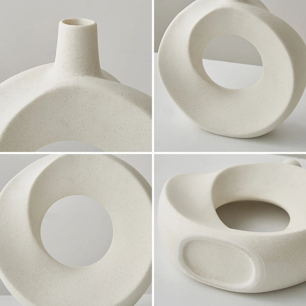 Ceramic Vase Nordic Style White Vase Light Luxury Flowerpot Modern Home Office Desktop Ornaments Living Room Decoration Home acacuss