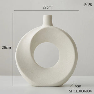 Ceramic Vase Nordic Style White Vase Light Luxury Flowerpot Modern Home Office Desktop Ornaments Living Room Decoration Home acacuss