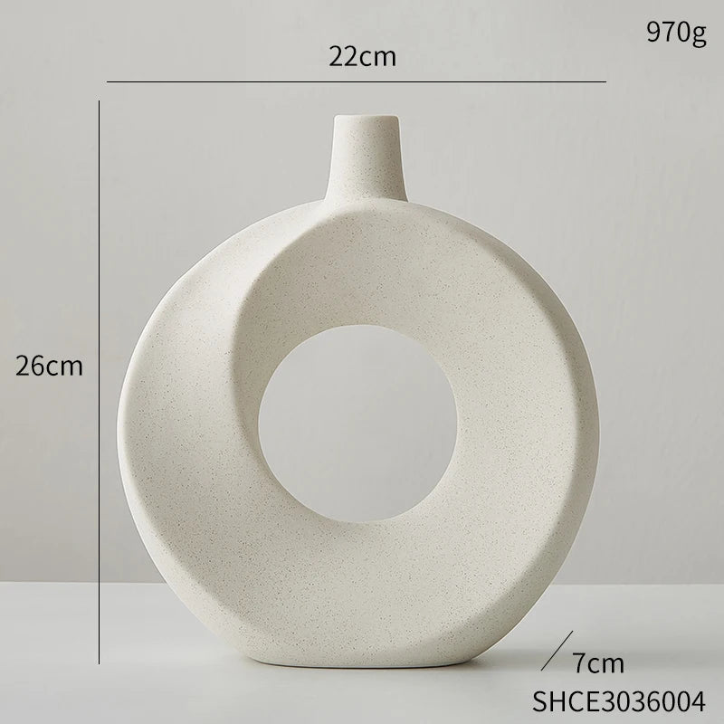 Ceramic Vase Nordic Style White Vase Light Luxury Flowerpot Modern Home Office Desktop Ornaments Living Room Decoration Home acacuss
