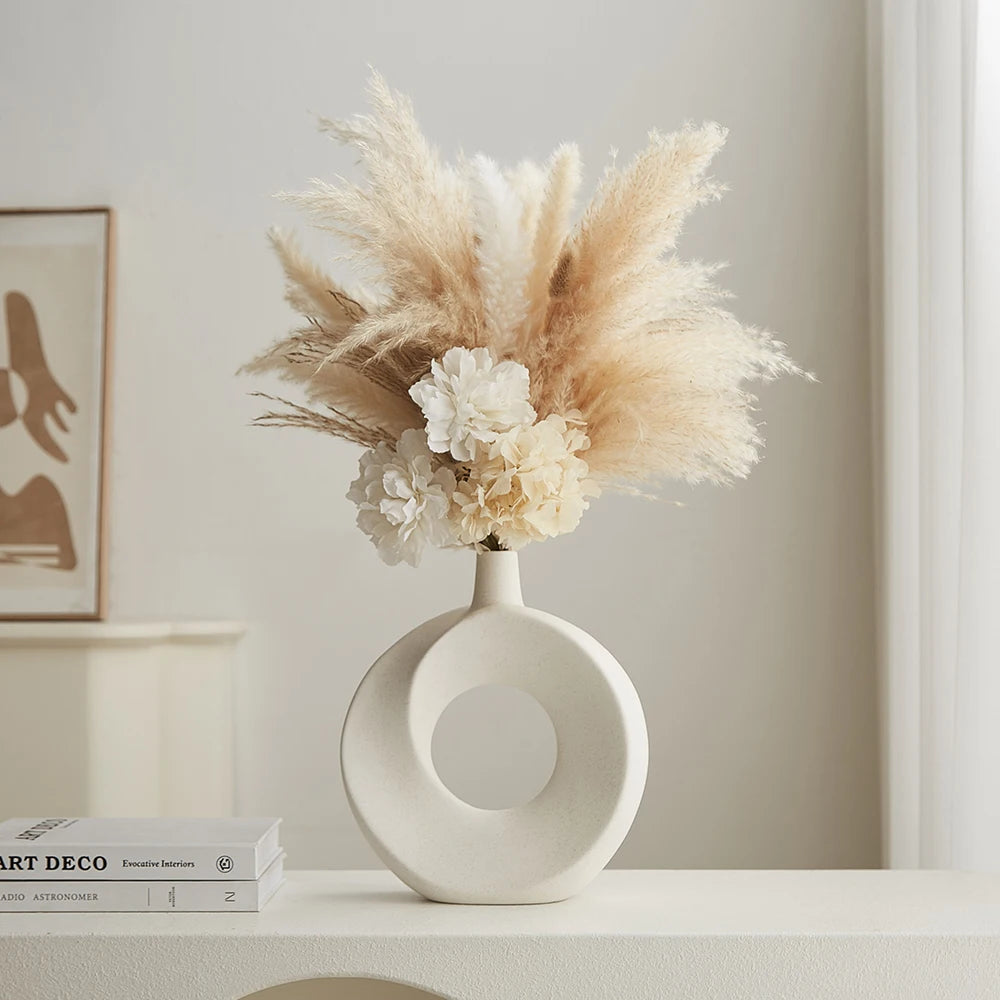 Ceramic Vase Nordic Style White Vase Light Luxury Flowerpot Modern Home Office Desktop Ornaments Living Room Decoration Home acacuss